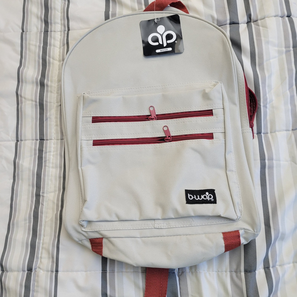 BWAP Backpack Kids One Size Beige Red School Lightweight